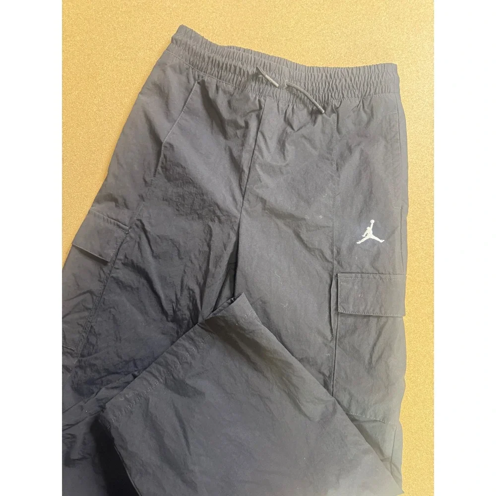 Jordan Boys Navy Blue Nylon Cargo Pants Jumpman‎ Logo Mesh Lined D413-023 Size L